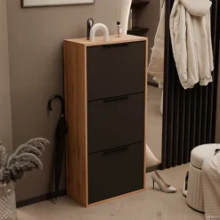 Szafki Na Buty|Zestawy Mebli Do Salonu>Stolar Nowoczesna szafka na buty do przedpokoju dąb wotan czarny 130 cm MAVIA