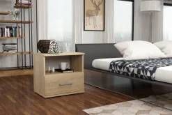 Szafki Nocne>Meblohand Nowoczesna szafka nocna do sypialni z szufladą 48 cm GRETA dąb sonoma