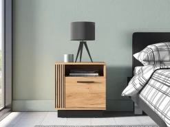 Meble Młodzieżowe|Zestawy Mebli Do Sypialni>ML Meble Nowoczesna szafka nocna do sypialni UMIO dąb craft złoty