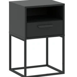 Szafki Nocne>INTER MEBLE Nowoczesna szafka nocna z szufladą i półką COTTA antracyt
