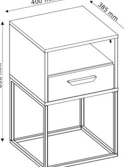 Szafki Nocne></noscript>INTER MEBLE Nowoczesna szafka nocna z szufladą i półką COTTA antracyt