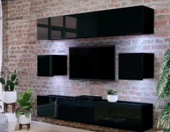 Zestawy Mebli Do Sypialni|Zestawy Mebli Młodzieżowych>GiB Meble Nowoczesna szafka pod telewizor 100 cm połysk MODERN czarny