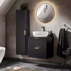 Meble Łazienkowe|Szafki Pod Umywalkę></noscript>COMAD Nowoczesna szafka pod umywalkę 60 cm czarna ADENILO czarny