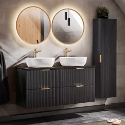 Meble Łazienkowe|Szafki Pod Umywalkę></noscript>COMAD Nowoczesna szafka pod umywalkę 60 cm czarna ADENILO czarny