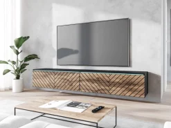 Szafki Rtv></noscript>BRATEX Nowoczesna szafka RTV 180 cm podwieszana BROMI jodełka