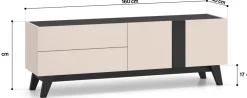 Zestawy Mebli Do Salonu|Szafki Rtv></noscript>ML Meble Nowoczesna szafka RTV 160 cm pod telewizor FERIO cashmere