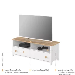 Zestawy Mebli Młodzieżowych|Szafki Rtv></noscript>lenart. Nowoczesna szafka RTV 120 cm biała STORY