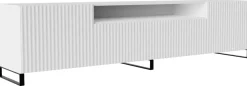 Szafki Rtv></noscript>Arton Nowoczesna szafka RTV 200 cm na nóżkach TAVIO biała frezowana biały