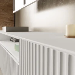 Szafki Rtv></noscript>Arton Nowoczesna szafka RTV 200 cm na nóżkach TAVIO biała frezowana biały