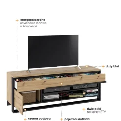 Zestawy Mebli Do Salonu|Szafki Rtv></noscript>lenart. Nowoczesna szafka RTV 155 cm QUANT dąb artisan