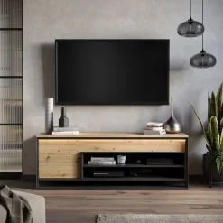 Zestawy Mebli Do Salonu|Szafki Rtv></noscript>lenart. Nowoczesna szafka RTV 155 cm QUANT dąb artisan