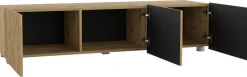 Szafki Rtv>GiB Meble Nowoczesna szafka RTV 150 cm z ryflowanymi frontami długa KORDIS dąb artisan