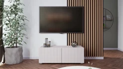 Szafki Rtv></noscript>GiB Meble Nowoczesna szafka RTV 100 cm z ryflowanymi frontami KORDIS kaszmir