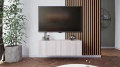 Szafki Rtv></noscript>GiB Meble Nowoczesna szafka RTV 100 cm z ryflowanymi frontami KORDIS kaszmir