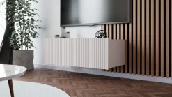 Szafki Rtv></noscript>GiB Meble Nowoczesna szafka RTV 100 cm z ryflowanymi frontami KORDIS kaszmir