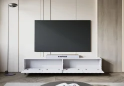 Szafki Rtv></noscript>BRATEX Nowoczesna szafka RTV 190 cm pod telewizor PUNES biała biały