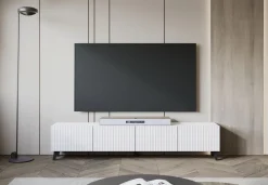 Szafki Rtv></noscript>BRATEX Nowoczesna szafka RTV 190 cm pod telewizor PUNES biała biały