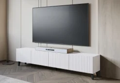 Szafki Rtv></noscript>BRATEX Nowoczesna szafka RTV 190 cm pod telewizor PUNES biała biały