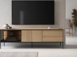 Zestawy Mebli Do Salonu|Szafki Rtv></noscript>lenart. Nowoczesna szafka RTV 197 cm z witryną do salonu VISSO