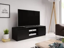 Szafki Rtv></noscript>BRATEX Nowoczesna szafka RTV 120 cm czarna BINGO czarny grafit