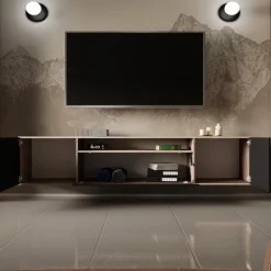 Szafki Rtv></noscript>Arton Nowoczesna szafka RTV 200 cm wisząca do salonu LANTOS dąb artisan + czarny