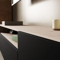 Szafki Rtv></noscript>Arton Nowoczesna szafka RTV 200 cm wisząca do salonu LANTOS dąb artisan + czarny