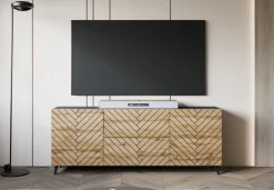 Szafki Rtv></noscript>BRATEX Nowoczesna szafka RTV na nóżkach 180 cm TRESO frezowana do salonu
