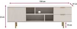 Zestawy Mebli Do Salonu|Szafki Rtv></noscript>GiB Meble Nowoczesna szafka RTV ryflowana 150 cm NAMASTE kaszmir