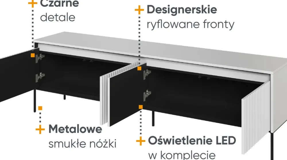 Zestawy Mebli Do Salonu|Szafki Rtv>lenart. Nowoczesna szafka RTV z frezowanymi frontami 193 cm TREND