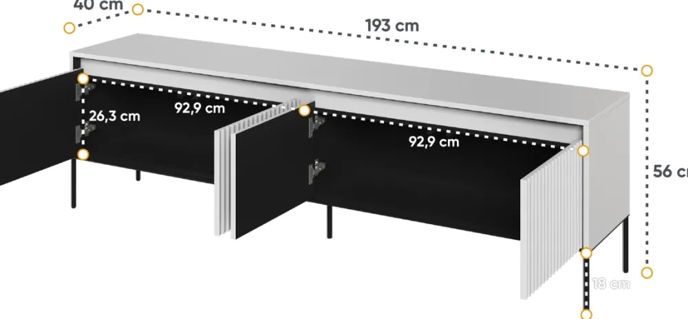 Zestawy Mebli Do Salonu|Szafki Rtv>lenart. Nowoczesna szafka RTV z frezowanymi frontami 193 cm TREND