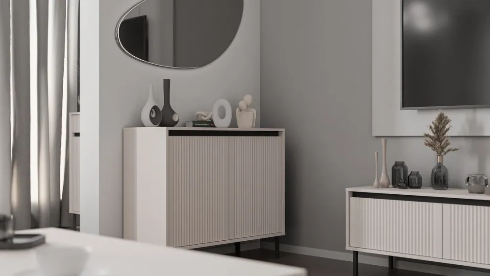 Zestawy Mebli Do Salonu|Szafki Rtv>Lempert Nowoczesna szafka RTV z szufladami 140 cm pod telewizor OMEGA