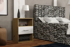 Szafki Nocne>Meblohand Nowoczesna szafka z szufladą i półkami do sypialni GRETA