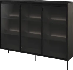 Zestawy Mebli Do Salonu|Witryny>lenart. Nowoczesna szeroka witryna do salonu czarna 150 cm TREND czarny