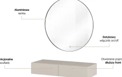 Zestawy Mebli Do Sypialni|Toaletki I Konsole></noscript>Helvetia Nowoczesna toaletka wisząca z lustrem do sypialni 90cm kaszmir JUKON