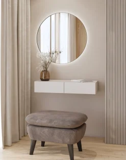 Zestawy Mebli Do Sypialni|Toaletki I Konsole></noscript>Helvetia Nowoczesna toaletka wisząca z lustrem do sypialni 90cm kaszmir JUKON