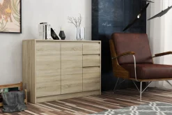 Komody>Meblohand Nowoczesna trzydrzwiowa komoda z szufladami ARTEGO dąb sonoma