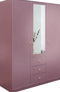 Meble Dla Dzieci|Zestawy Mebli Do Przedpokoju>Stolar Nowoczesna trzydrzwiowa szafa uchylna z lustrem 150 cm SELMA śliwa