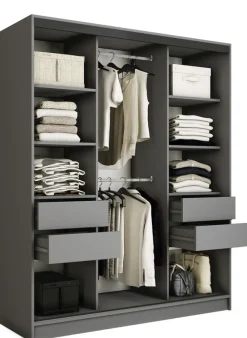 Zestawy Mebli Do Przedpokoju|Szafy Trzydrzwiowe>BROMARKT Nowoczesna trzydrzwiowa szafa przesuwna 150 cm LOFT