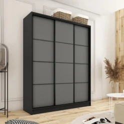 Zestawy Mebli Do Przedpokoju|Szafy Trzydrzwiowe></noscript>BROMARKT Nowoczesna trzydrzwiowa szafa przesuwna 150 cm LOFT