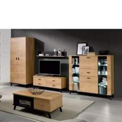 Witryny>JUREK Nowoczesna witryna barek dąb lefkas jasny 131 cm JOHNY