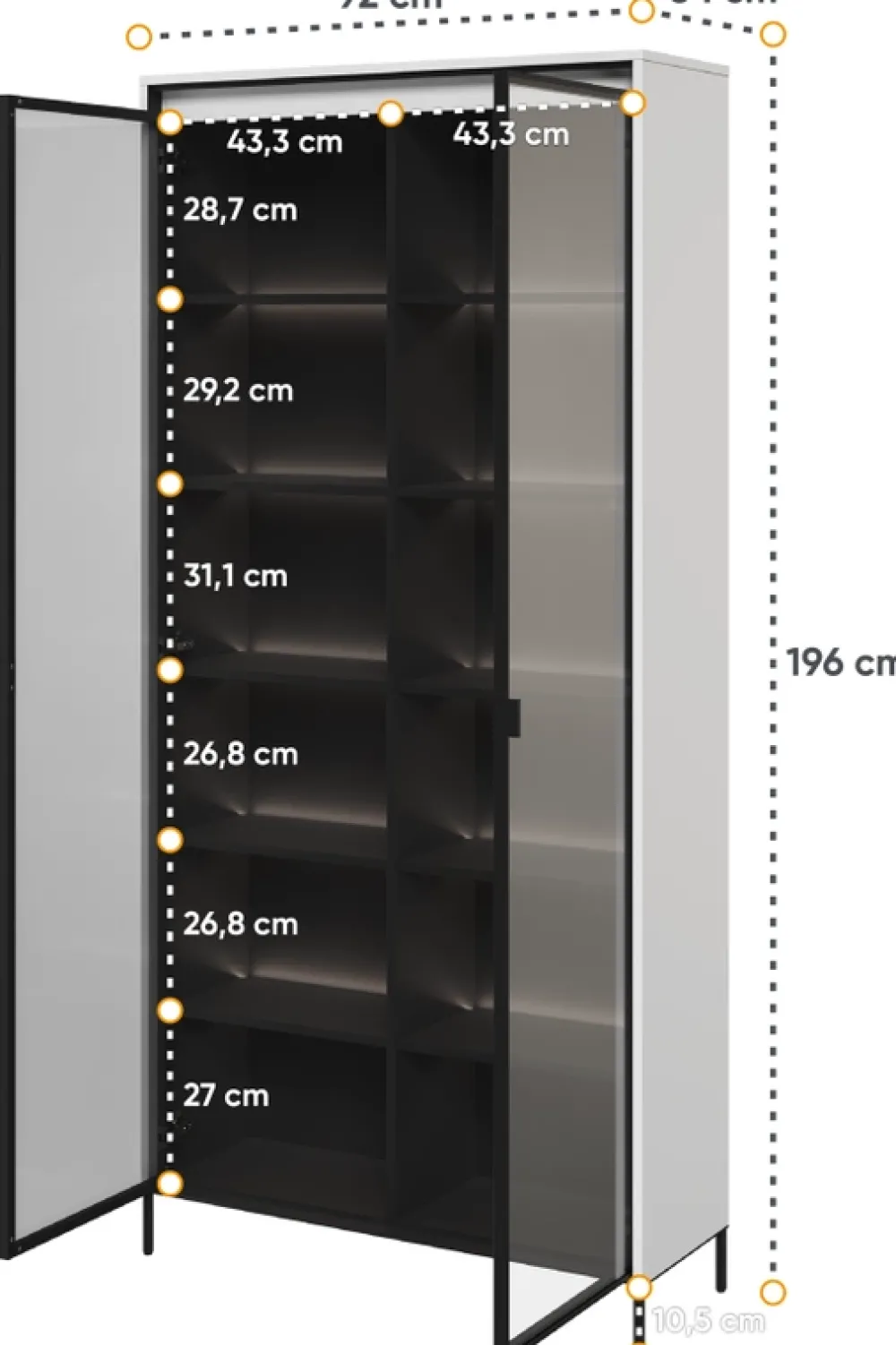 Zestawy Mebli Do Salonu|Witryny>lenart. Nowoczesna witryna biała z wysokimi nóżkami do salonu 90 cm TREND