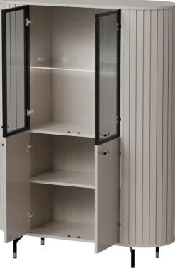 Witryny></noscript>DOLMAR Nowoczesna witryna do salonu 112 cm ZELDA cashmere kaszmir