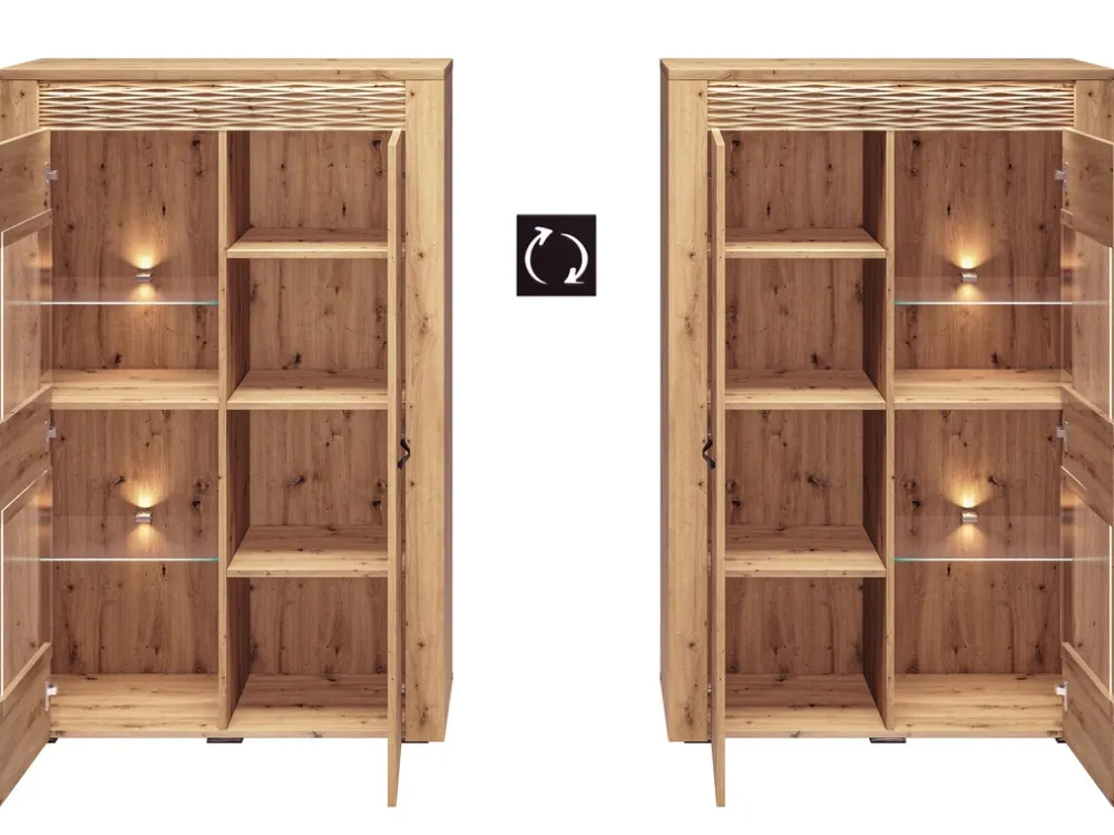 Zestawy Mebli Do Salonu|Witryny>ML Meble Nowoczesna witryna do salonu 92 cm ARTIS cichy domyk dąb artisan