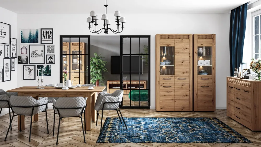 Zestawy Mebli Do Salonu|Witryny>ML Meble Nowoczesna witryna do salonu 92 cm ARTIS cichy domyk dąb artisan