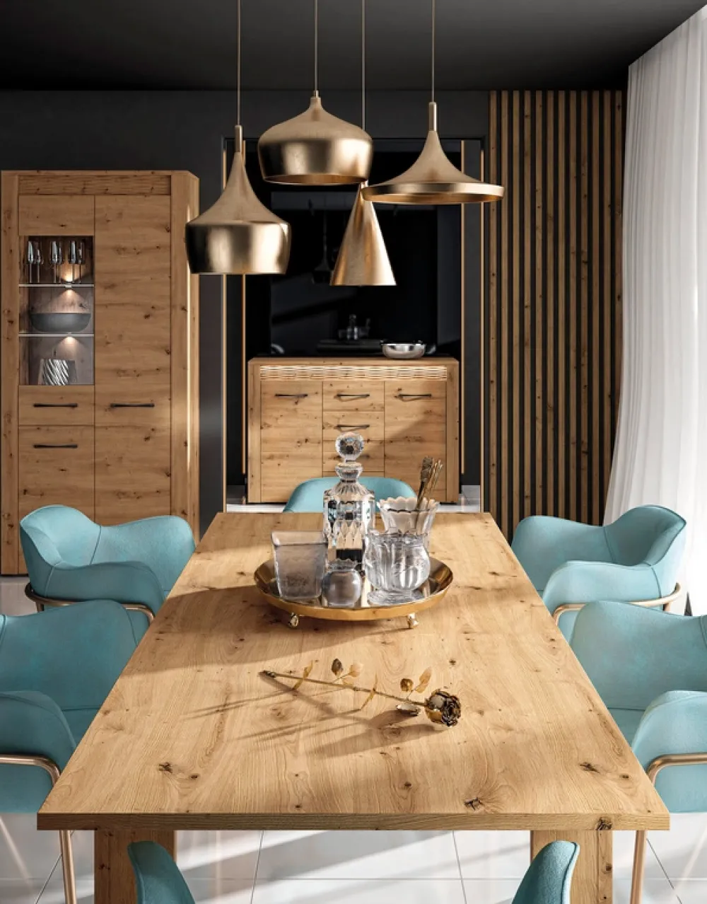 Zestawy Mebli Do Salonu|Witryny>ML Meble Nowoczesna witryna do salonu 92 cm ARTIS cichy domyk dąb artisan