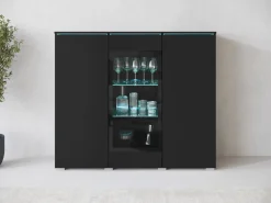 Witryny>BRATEX Nowoczesna witryna na książki lub alkohol 120 cm z oświetleniem VEXA czarny grafit