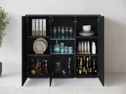 Witryny>BRATEX Nowoczesna witryna na książki lub alkohol 120 cm z oświetleniem VEXA czarny grafit