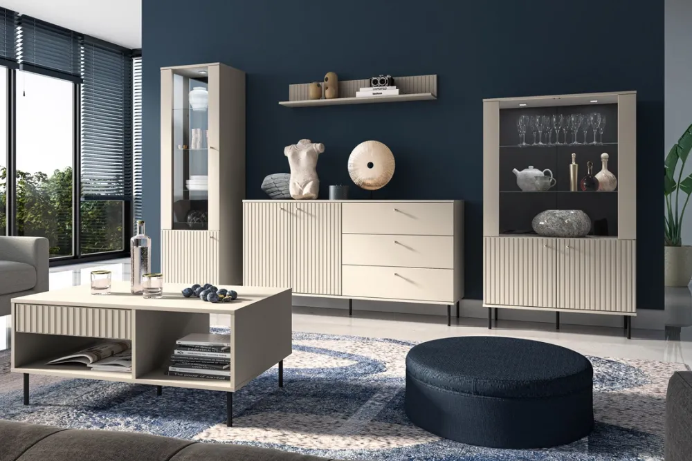 Zestawy Mebli Do Salonu|Witryny>ML Meble Nowoczesna witryna wysoka do salonu SOPHIE cashmere