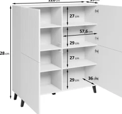 Zestawy Mebli Do Salonu|Komody></noscript>BRATEX Nowoczesna wysoka komoda do salonu z frezowanymi frontami 120 cm PUNES cichy domyk czarny