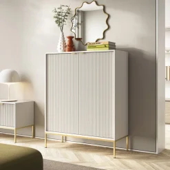 Zestawy Mebli Do Salonu|Komody></noscript>PIASKI Nowoczesna wysoka komoda do salonu 104 cm AVANTI cashmere kaszmir